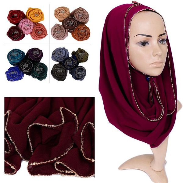 scarves 2021 pearl chiffon chain monochrome scarf female thin ethnic style gold-plated turban shawl, Blue;gray
scarves 2021 pearl chiffon chain monochrome scarf female thin ethnic style gold-plated turban shawl, Blue;gray