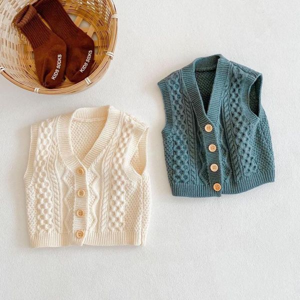 baby kids boys and girls v-neck sleeveless twist knit woolen vest single-breasted sweater cardigan for children spring clothes 210413, White
baby kids boys and girls v-neck sleeveless twist knit woolen vest single-breasted sweater cardigan for children spring clothes 210413, White