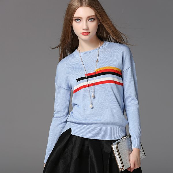 fashion sweater marakalo 2021 spring women's slim fitting contrast round neck pullover, White;black
fashion sweater marakalo 2021 spring women's slim fitting contrast round neck pullover, White;black