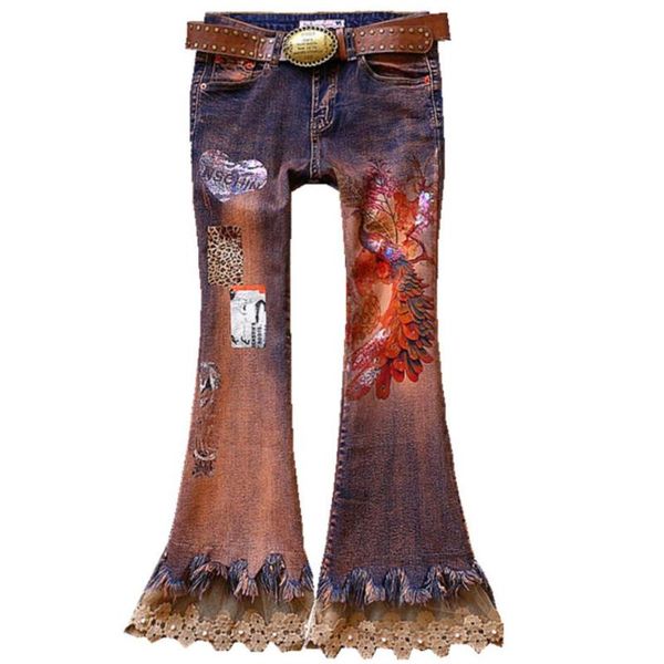 women's jeans 2021 spring autumn fashion printing bronzing women vintage high waist flared pants wide leg, Blue
women's jeans 2021 spring autumn fashion printing bronzing women vintage high waist flared pants wide leg, Blue