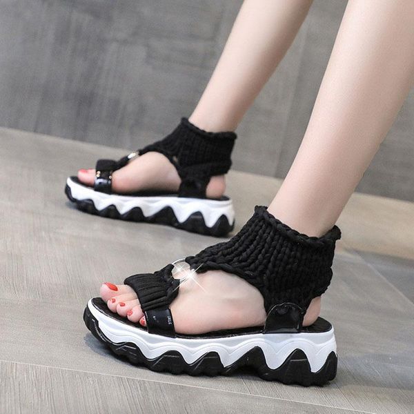 women knitting wrap ankle sandals ladies 5 cm platform flat heel slip-on 2021 summer female fashion shoes gray 34-41, Black
women knitting wrap ankle sandals ladies 5 cm platform flat heel slip-on 2021 summer female fashion shoes gray 34-41, Black