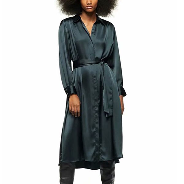 za women soft silk dress belt fashion long sleeve casual party vestido elegant turn down collar girls street outfits 210422, Black;gray
za women soft silk dress belt fashion long sleeve casual party vestido elegant turn down collar girls street outfits 210422, Black;gray