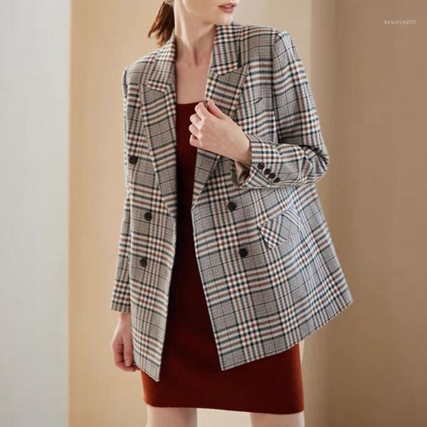 women's suits & blazers autumn plaid for women lapel double-breasted long-sleeved jackets female suit outerwear, White;black
women's suits & blazers autumn plaid for women lapel double-breasted long-sleeved jackets female suit outerwear, White;black