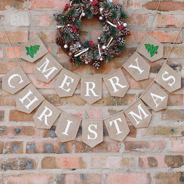 party decoration burlap banner, merry christmas garland, bunting, rustic decor
party decoration burlap banner, merry christmas garland, bunting, rustic decor