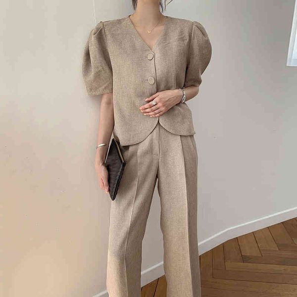 vintage korean two pieces of summer clothes for the women single wind sleeve breasted loose + leg long pants set, White
vintage korean two pieces of summer clothes for the women single wind sleeve breasted loose + leg long pants set, White