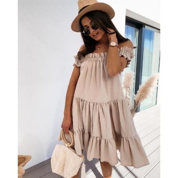 women dress flounced edge solid color loose ladies 2021 summer fashion outdoor beach casual soft comfy female clothing dresses, Black;gray
women dress flounced edge solid color loose ladies 2021 summer fashion outdoor beach casual soft comfy female clothing dresses, Black;gray