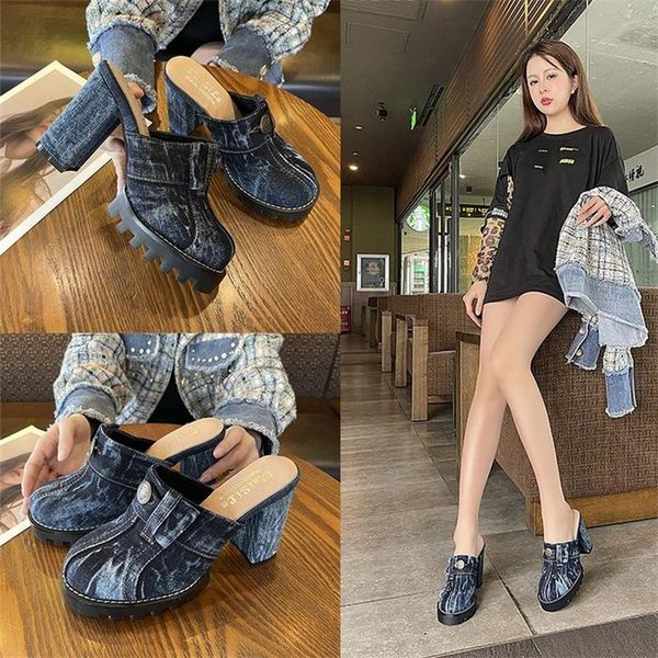slippers summer ladies high-heeled shoes stylish womens blue cowboy comfortable baotou slipper platform square heel sandals zapatillas, Black
slippers summer ladies high-heeled shoes stylish womens blue cowboy comfortable baotou slipper platform square heel sandals zapatillas, Black