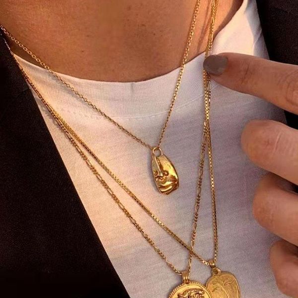 pendant necklaces 18k gold plated plain figure face stainless steel necklace creative women gift tarnish free, Silver
pendant necklaces 18k gold plated plain figure face stainless steel necklace creative women gift tarnish free, Silver
