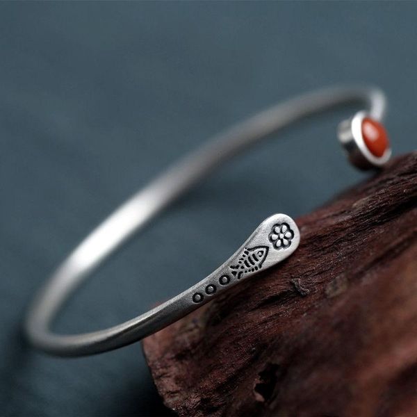 bangle handmade original open silver bracelet southern red agate lapis lazuli koi design jewelry accessories, Black
bangle handmade original open silver bracelet southern red agate lapis lazuli koi design jewelry accessories, Black