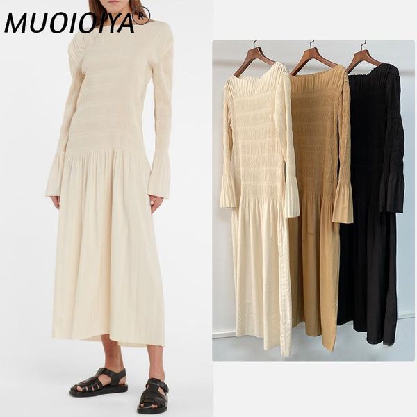 casual dresses spring and summer women pleated midi dress flared sleeve half wrap shoulder ruffles soft long, Black;gray 
casual dresses spring and summer women pleated midi dress flared sleeve half wrap shoulder ruffles soft long, Black;gray