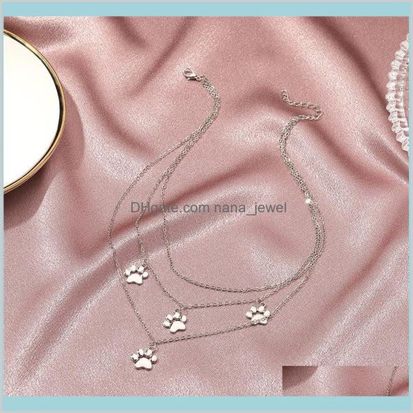 pendants jewelry 15pcslot european three layers animal footprint pendant necklaces alloy gold paw print clavicle chain for women dress, Silver
pendants jewelry 15pcslot european three layers animal footprint pendant necklaces alloy gold paw print clavicle chain for women dress, Silver