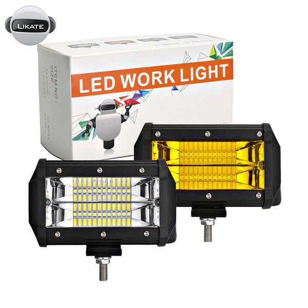 working light car headlight work 5 inch led double row long strip off-road roof 72w 6500k