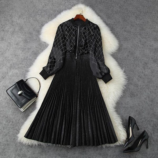 casual dresses black pleated dress woman 2021 fall and winter stand collar zipper lantern sleeve high waist bright yarn patchwork elegant, Black;gray
casual dresses black pleated dress woman 2021 fall and winter stand collar zipper lantern sleeve high waist bright yarn patchwork elegant, Black;gray