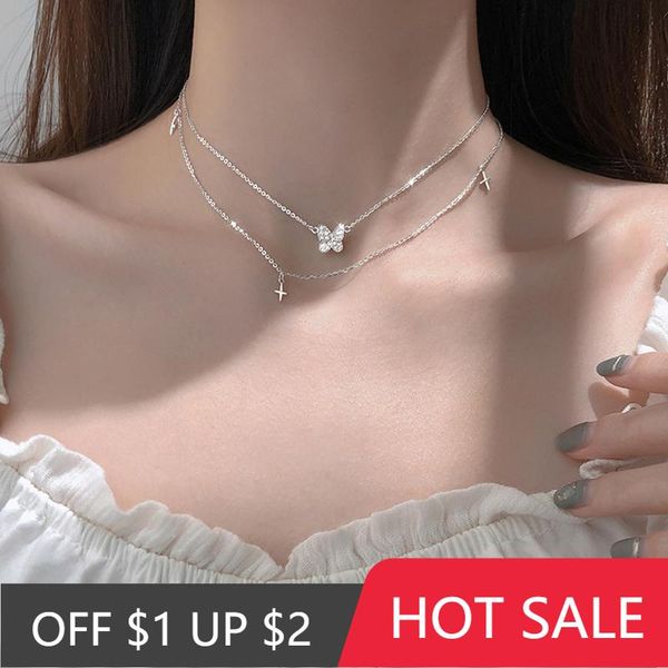 chains ihues 925 sterling silver double layer chain butterfly cross choker necklace for women korean neklace fashion jewelry
chains ihues 925 sterling silver double layer chain butterfly cross choker necklace for women korean neklace fashion jewelry
