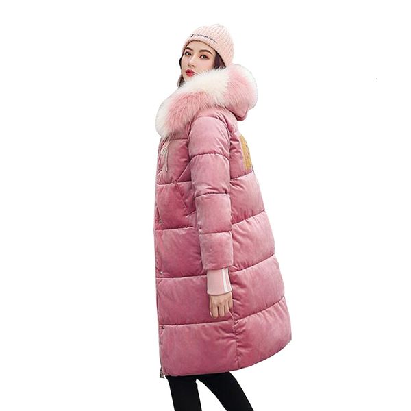 down hooded winter jacket women parkas gold veet fur collar long coat thick warm female cotton padded jackets outwear, Black
down hooded winter jacket women parkas gold veet fur collar long coat thick warm female cotton padded jackets outwear, Black