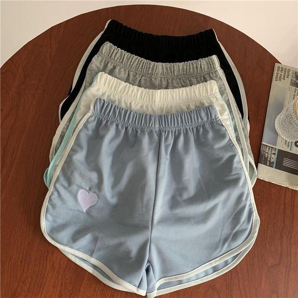 women's shorts korean color contrast women love embroidery high waist loose wide leg, White;black
women's shorts korean color contrast women love embroidery high waist loose wide leg, White;black