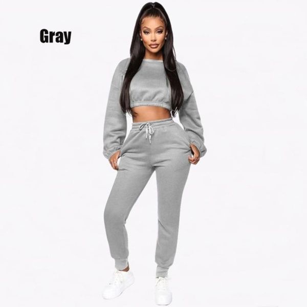 women's tracksuits ladies casual solid color short sweater+slim lace up pant for female 2021 autumn woman clothing quality plus fleece, Gray
women's tracksuits ladies casual solid color short sweater+slim lace up pant for female 2021 autumn woman clothing quality plus fleece, Gray
