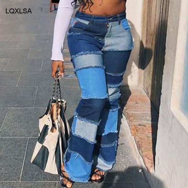 woman summertime color block high waist flare jeans with pockets 2021 streetwear ladies trousers bell bottoms skinny denim women's, Blue
woman summertime color block high waist flare jeans with pockets 2021 streetwear ladies trousers bell bottoms skinny denim women's, Blue