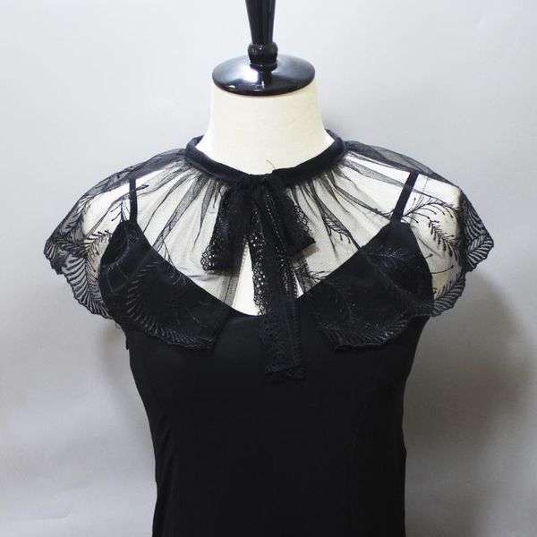 bow ties women black shirt fake collar shawl dress shoulder wrap embroidered false detachable collars decrative, Black;gray
bow ties women black shirt fake collar shawl dress shoulder wrap embroidered false detachable collars decrative, Black;gray