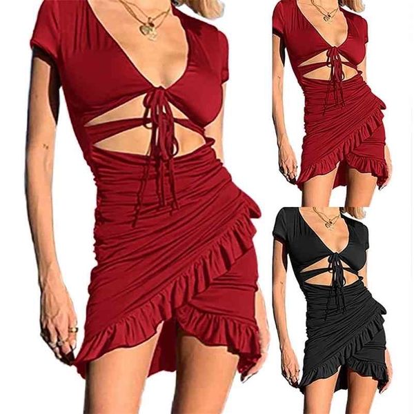 summer v-neck nightclub slim short dress irregular navel ruffle women lace-up hollow out mini bodycon 210520, Black;gray
summer v-neck nightclub slim short dress irregular navel ruffle women lace-up hollow out mini bodycon 210520, Black;gray