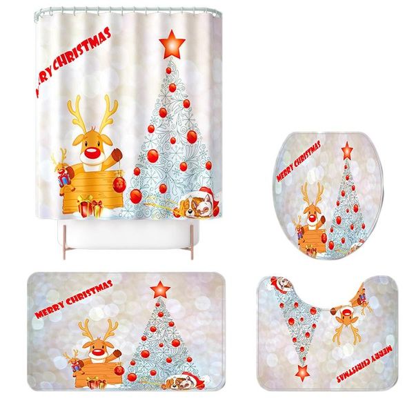 cushion/decorative pillow 4 pcs set christmas tree elk print base rug + bathroom mat and waterproof shower curtain, non-slip toilet cover
cushion/decorative pillow 4 pcs set christmas tree elk print base rug + bathroom mat and waterproof shower curtain, non-slip toilet cover