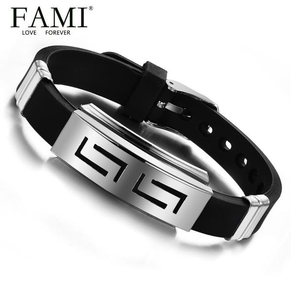 bangle fami jewelry trend boutique personalized men's titanium steel silicone bracelet, Black
bangle fami jewelry trend boutique personalized men's titanium steel silicone bracelet, Black