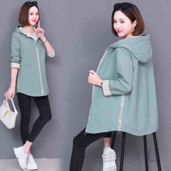 spring and autumn hooded medium length windbreaker women's fashion small jacket trench coats, Tan;black
spring and autumn hooded medium length windbreaker women's fashion small jacket trench coats, Tan;black