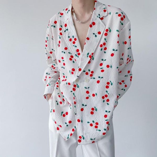 men's casual shirts cherry print shirt men korean suit collar streetwear long sleeve fashion loose social party male clothing, White;black
men's casual shirts cherry print shirt men korean suit collar streetwear long sleeve fashion loose social party male clothing, White;black