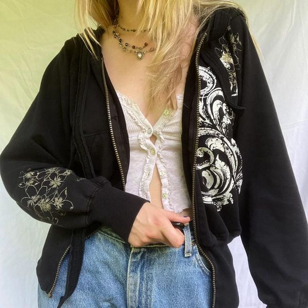 women's hoodies & sweatshirts stylish print women long sleeve casual pockets zipper up streetwear fashion coat, Black
women's hoodies & sweatshirts stylish print women long sleeve casual pockets zipper up streetwear fashion coat, Black