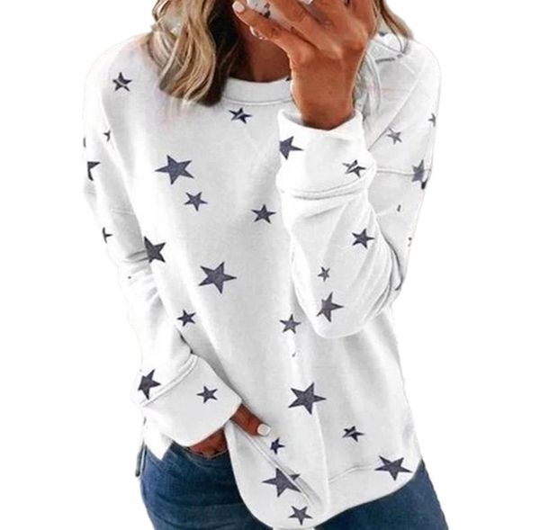 women's t-shirt star print tee long sleeve casual o-neck 2021 autumn and winter style, White
women's t-shirt star print tee long sleeve casual o-neck 2021 autumn and winter style, White