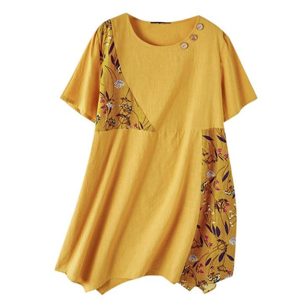 women's blouses & shirts women plus size short sleeve cotton linen o-neck print pullover shirt blusaa la moda mujer kimono 2021, White
women's blouses & shirts women plus size short sleeve cotton linen o-neck print pullover shirt blusaa la moda mujer kimono 2021, White