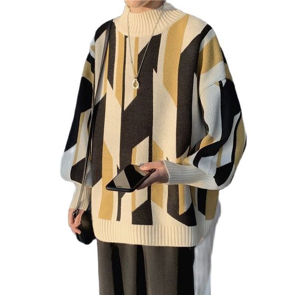 men's sweaters autumn and winter new casual male nightgown neck fashion loose knitted shirt sweater personality street clothes, White;black
men's sweaters autumn and winter new casual male nightgown neck fashion loose knitted shirt sweater personality street clothes, White;black