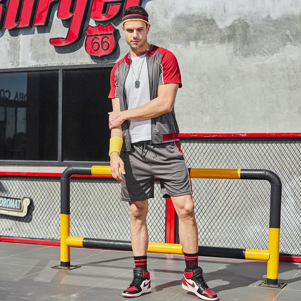 men's tracksuits color matching outdoor zipper sports short-sleeved suit summer casual fine grain shorts breathable quick-drying two-pi, Gray
men's tracksuits color matching outdoor zipper sports short-sleeved suit summer casual fine grain shorts breathable quick-drying two-pi, Gray