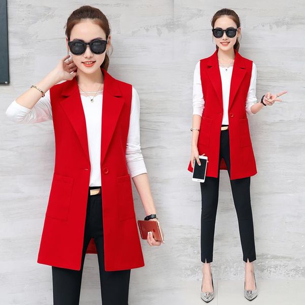 women's vests spring autumn women black red vest medium long slim sleeveless coats single button turn-down collar waistcoat office lady, Black;white
women's vests spring autumn women black red vest medium long slim sleeveless coats single button turn-down collar waistcoat office lady, Black;white