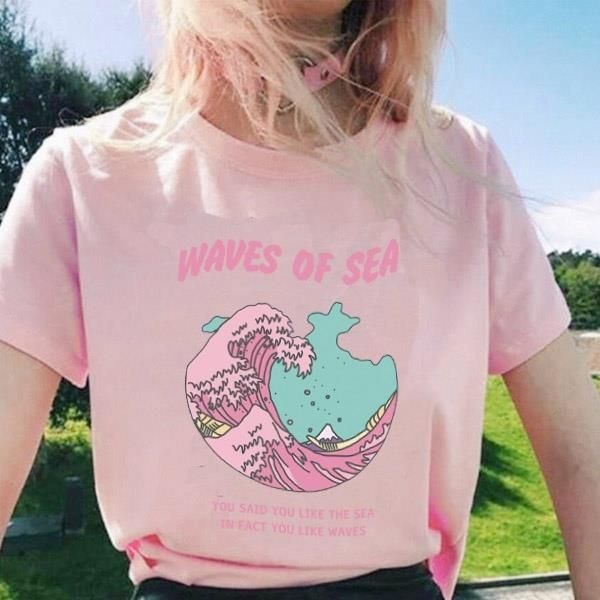 hahayule jbh 1pcs wave harajuku women t shirt you said like the sea in fact, White
hahayule jbh 1pcs wave harajuku women t shirt you said like the sea in fact, White