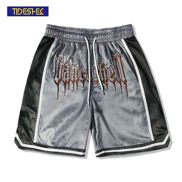 men hip hop gold velvet embroidered high street shorts casual summer wide leg pants straight baggy streetwear 210714, White;black
men hip hop gold velvet embroidered high street shorts casual summer wide leg pants straight baggy streetwear 210714, White;black