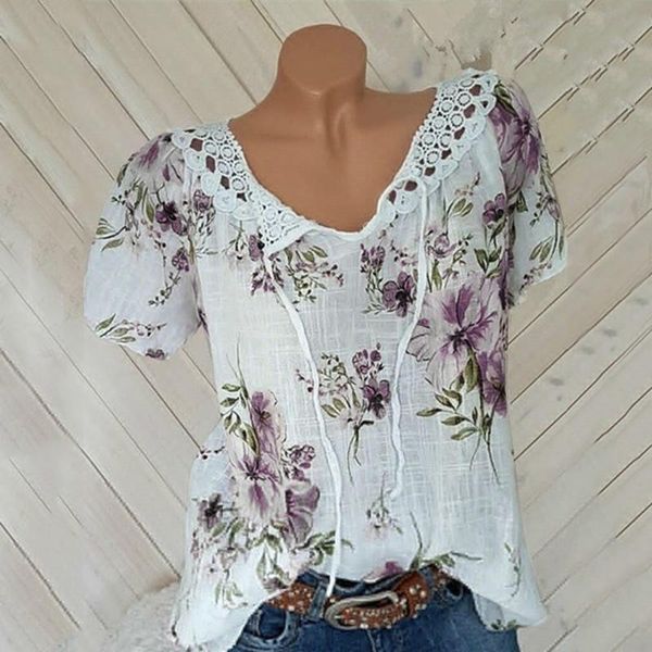 women's blouses & shirts elegant floral blouse flower print lace stitching v-neck bandage pullover button casual bottom, White
women's blouses & shirts elegant floral blouse flower print lace stitching v-neck bandage pullover button casual bottom, White