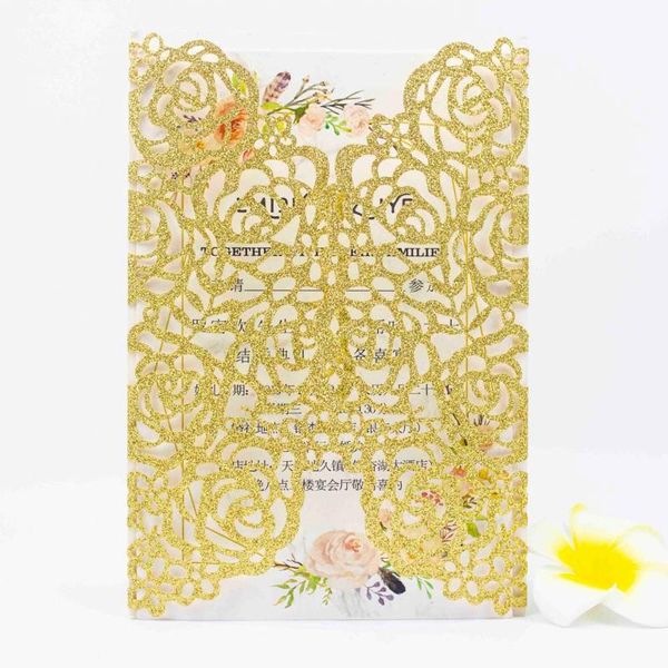 greeting cards 100pcs glitter paper elegant laser cut flowers wedding invitation customizable pocket cover for bridal shower invite gift
greeting cards 100pcs glitter paper elegant laser cut flowers wedding invitation customizable pocket cover for bridal shower invite gift