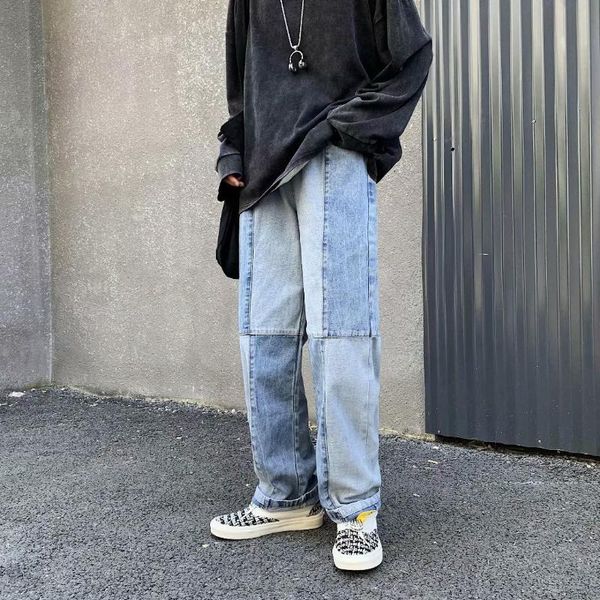 men's jeans men wash splice straight patchwork pants streetwear baggy neutral denim trousers 90's hip hop women's, Blue
men's jeans men wash splice straight patchwork pants streetwear baggy neutral denim trousers 90's hip hop women's, Blue