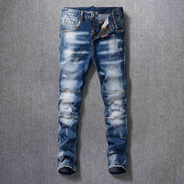 jeans italian style fashion men jeans retro blue elastic slim fit ripped denim trousers streetwear patchwork designer hip hop pants
jeans italian style fashion men jeans retro blue elastic slim fit ripped denim trousers streetwear patchwork designer hip hop pants