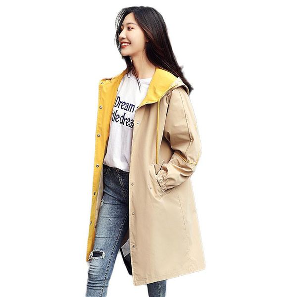 women's trench coats fashion spring long sleeve hooded coat for women casual single breasted outerwear student loose womens windbreaker, Tan;black
women's trench coats fashion spring long sleeve hooded coat for women casual single breasted outerwear student loose womens windbreaker, Tan;black