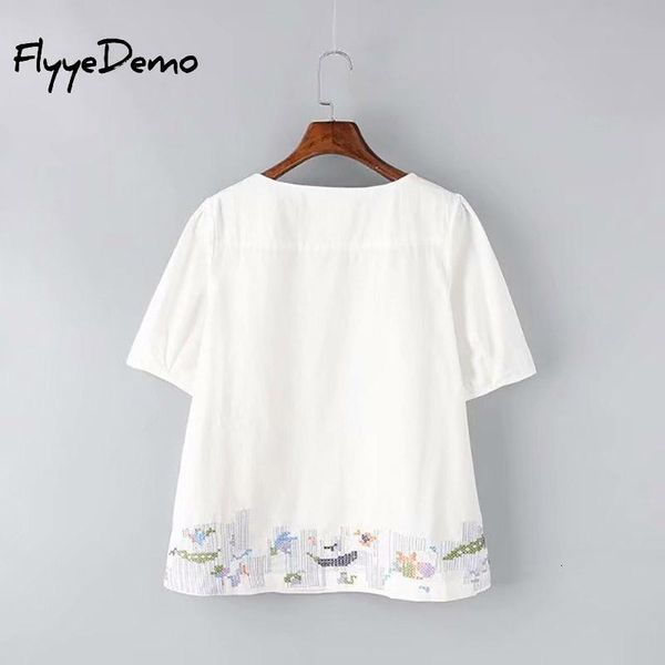 women's blouses & shirts loose ethnic vintage floral embroidered for women short sleeve shirt cotton big casual blusas plus size, White
women's blouses & shirts loose ethnic vintage floral embroidered for women short sleeve shirt cotton big casual blusas plus size, White