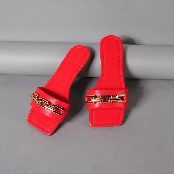 spring summer slippers women shoes candy color leather chain female flat wild beach ms sandals outside home slides, Black
spring summer slippers women shoes candy color leather chain female flat wild beach ms sandals outside home slides, Black