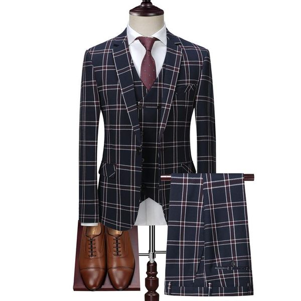 british mens plaid suit set high-end slim banquet formal blazer coat vest pants fashion trend gentleman dress male suits men's & blazer, White;black
british mens plaid suit set high-end slim banquet formal blazer coat vest pants fashion trend gentleman dress male suits men's & blazer, White;black