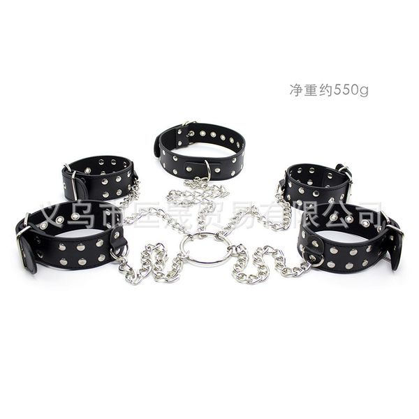 set temperament and interest style toys binding shackle handcuffs neck sleeve human dog crawling suit collar belt, Black;white
set temperament and interest style toys binding shackle handcuffs neck sleeve human dog crawling suit collar belt, Black;white