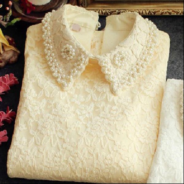 design lace and thicken warm women shirts fleece solid beige white flower embroidery pearl slim office lady
design lace and thicken warm women shirts fleece solid beige white flower embroidery pearl slim office lady