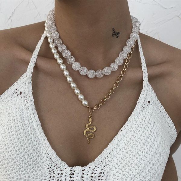 chokers diezi punk elegant double layer imitation pearl choker necklace fashion snake pendant chain necklaces for women 2021 jewelry, Golden;silver
chokers diezi punk elegant double layer imitation pearl choker necklace fashion snake pendant chain necklaces for women 2021 jewelry, Golden;silver