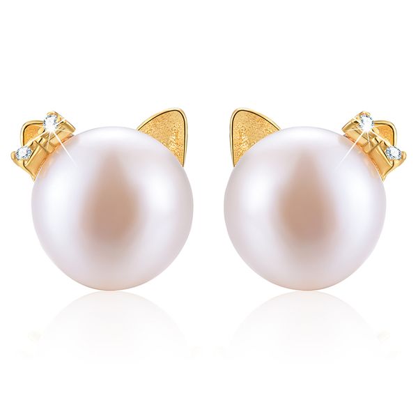 stylever 14k gold real 925 sterling silver cute cat with bow stud earrings natural freshwater white pearl earrings for women, Golden;silver
stylever 14k gold real 925 sterling silver cute cat with bow stud earrings natural freshwater white pearl earrings for women, Golden;silver
