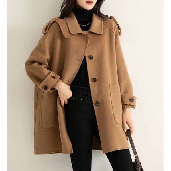 women's wool & blends elegant long coat casual loose coffee outerwear ladies double sided cashmere overcoat autumn winter 2021, Black
women's wool & blends elegant long coat casual loose coffee outerwear ladies double sided cashmere overcoat autumn winter 2021, Black