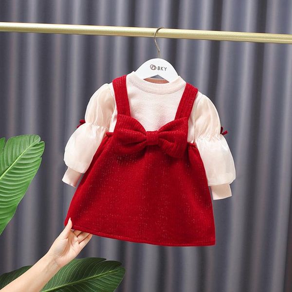 girl's dresses warm winter girls kids princess corduroy overall bow dress+velvet long sleeve t-shirt 2pcs children baby infants set ad, Red;yellow
girl's dresses warm winter girls kids princess corduroy overall bow dress+velvet long sleeve t-shirt 2pcs children baby infants set ad, Red;yellow
